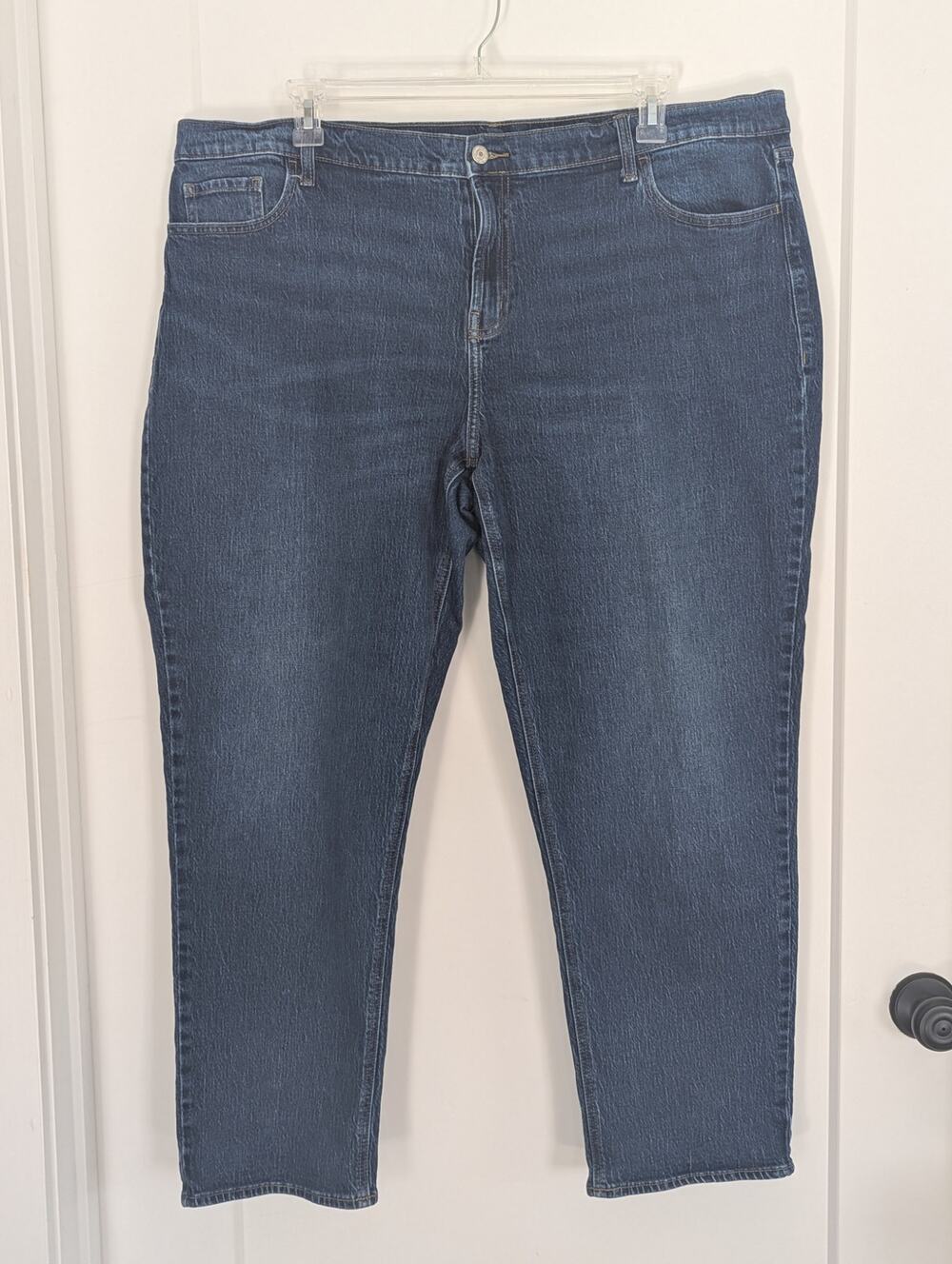 Old Navy "Wow Boyfriend" Mid-Rise Jeans Womens Sz 22 Straight Leg Dark Wash Blue